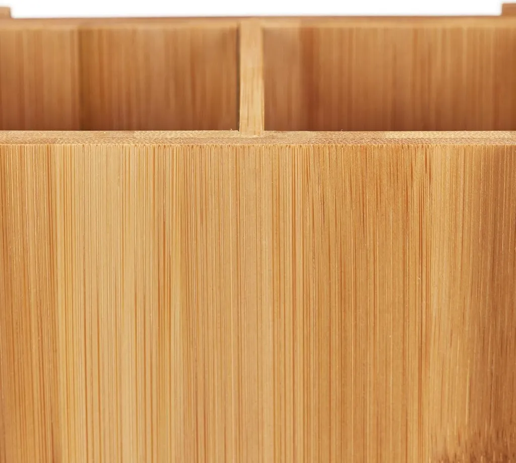 Set de 5 cuillères de cuisine en bambou avec porte-couverts extensible