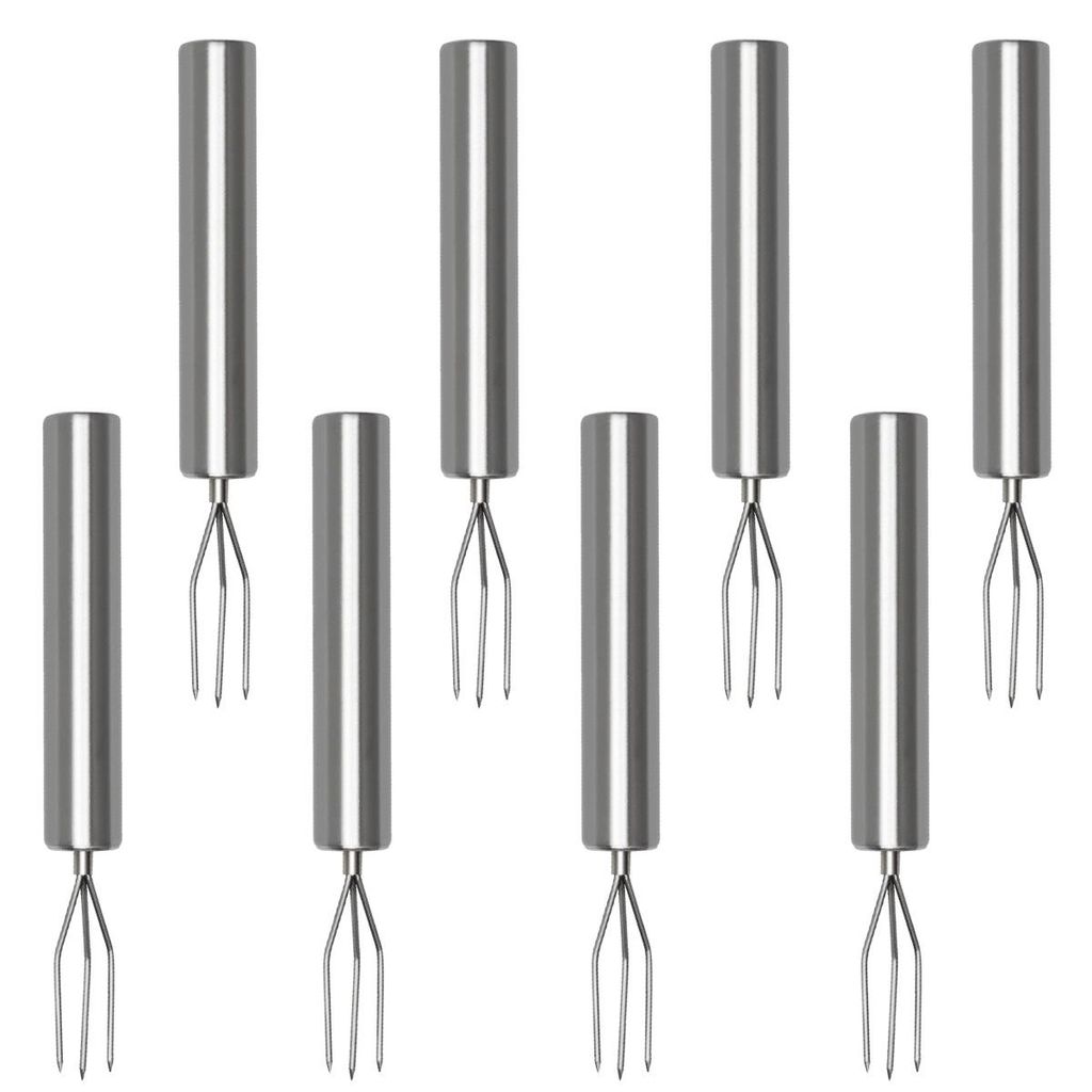 8er Grillgabel Edelstahl Set, Kartoffel & Maisgabeln, dreizackig, wiederverwendbar als Maisspieß, Schälhilfe