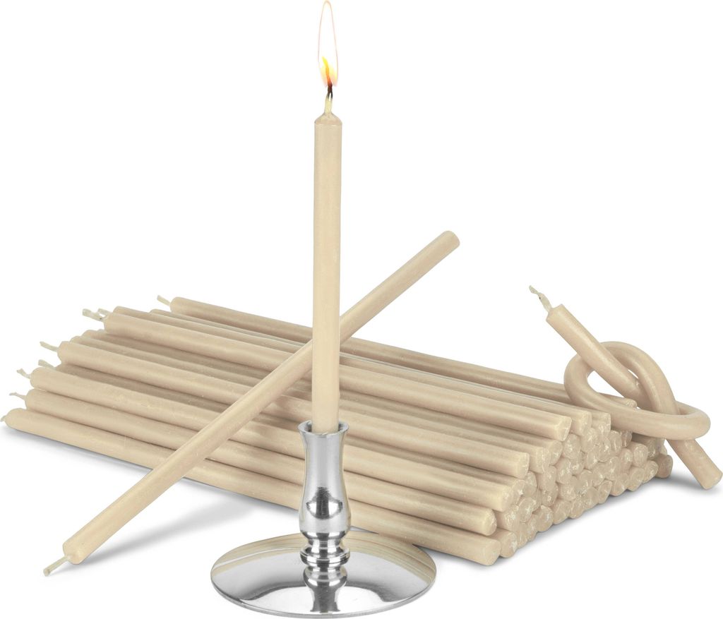 Kerzenhalter mit 200g Stabkerzen weiß Tropf- Rußfrei L 16cm Paraffinwachs 40023