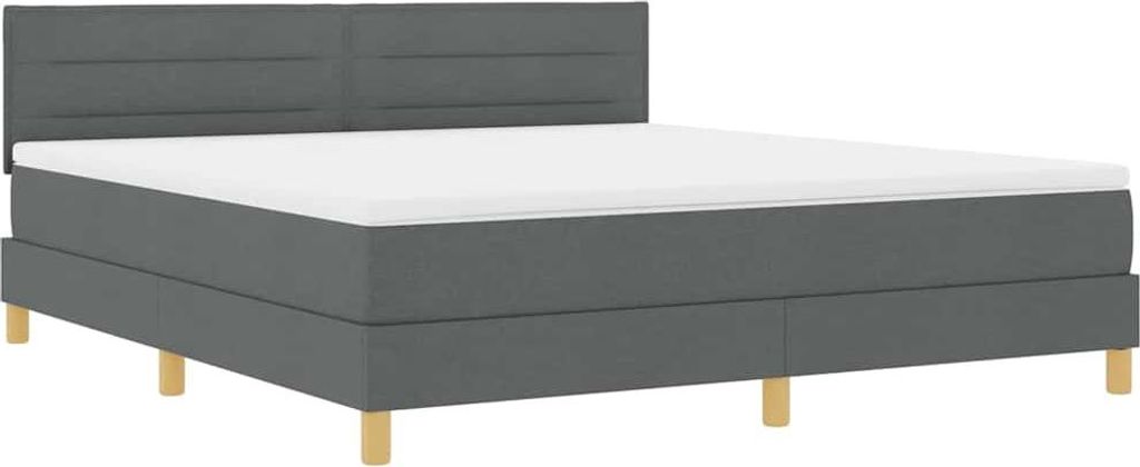 vidaXL LED Boxspringbett mit Kopfteil Dunkelgrau 180 x 200 cm Stoff