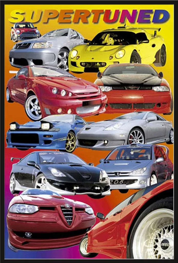 Décoration Chambre Enfant Poster Cars Supertuned Cadre Shinsuke Noir XL