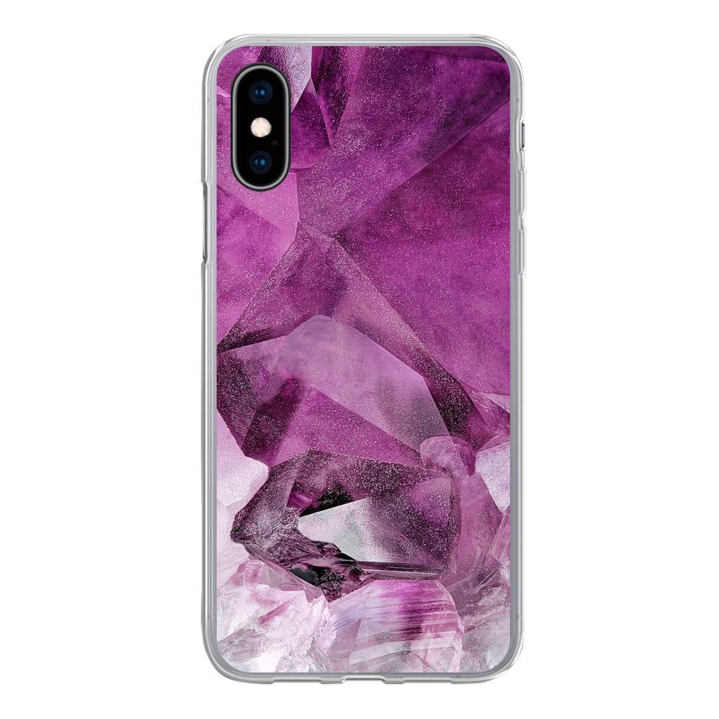 MuchoWow Handyhülle Schutzhülle Hülle für iPhone X Kristall - Naturstein - Luxus Silikon Softcase Handy Hülle - Handyhülle