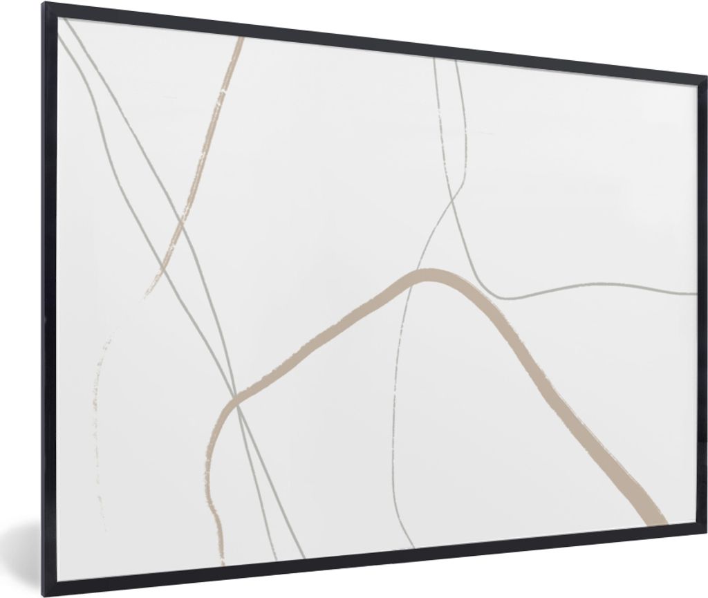 MuchoWow Gerahmtes Poster Abstrakt - Minimalismus - Linienkunst 30x20 cm - Poster mit Schwarzem Bilderrahmen Wandposter Rahmen Foto Bilder - Kuns...