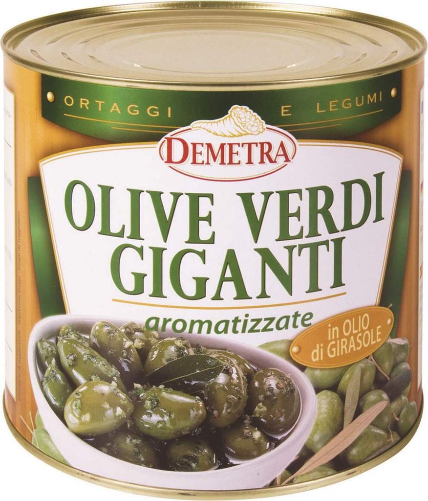 Grüne Riesenoliven mit Kräutern 2,5 kg - Demetra