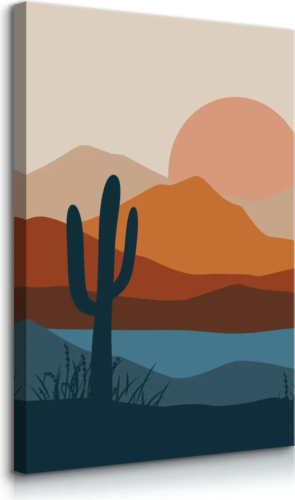Stampa su Tela Cactus 80x120cm - Quadro Grande Formato Stile Boho