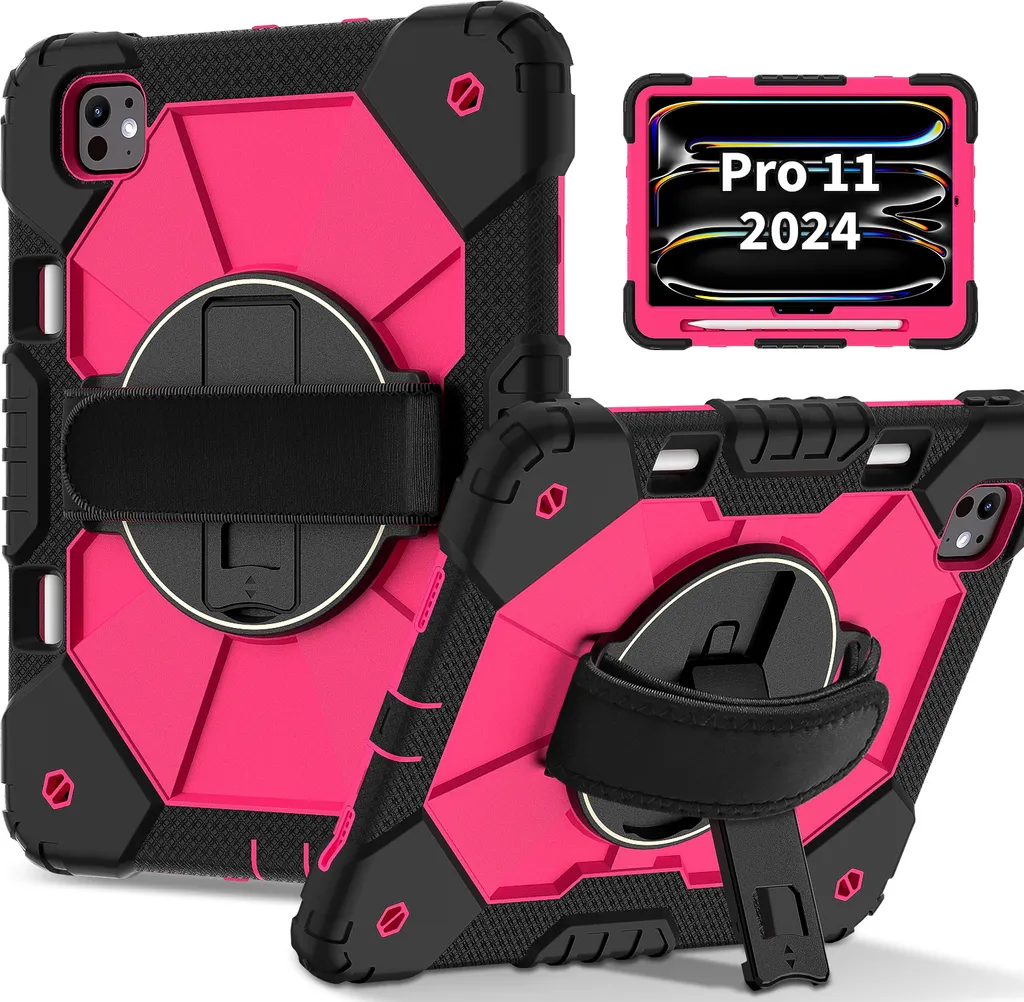 Coque iPad Pro 11 2024 antichoc rotative 360 avec sangle de maintien
