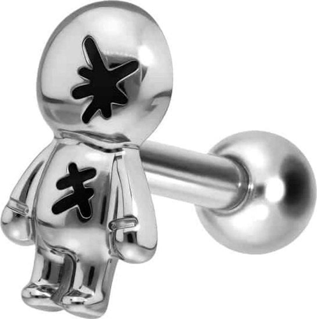 Ohrpiercing Titan Ohrpiercing mit Innengewinde PUPPE Silber Stablänge: 6mm