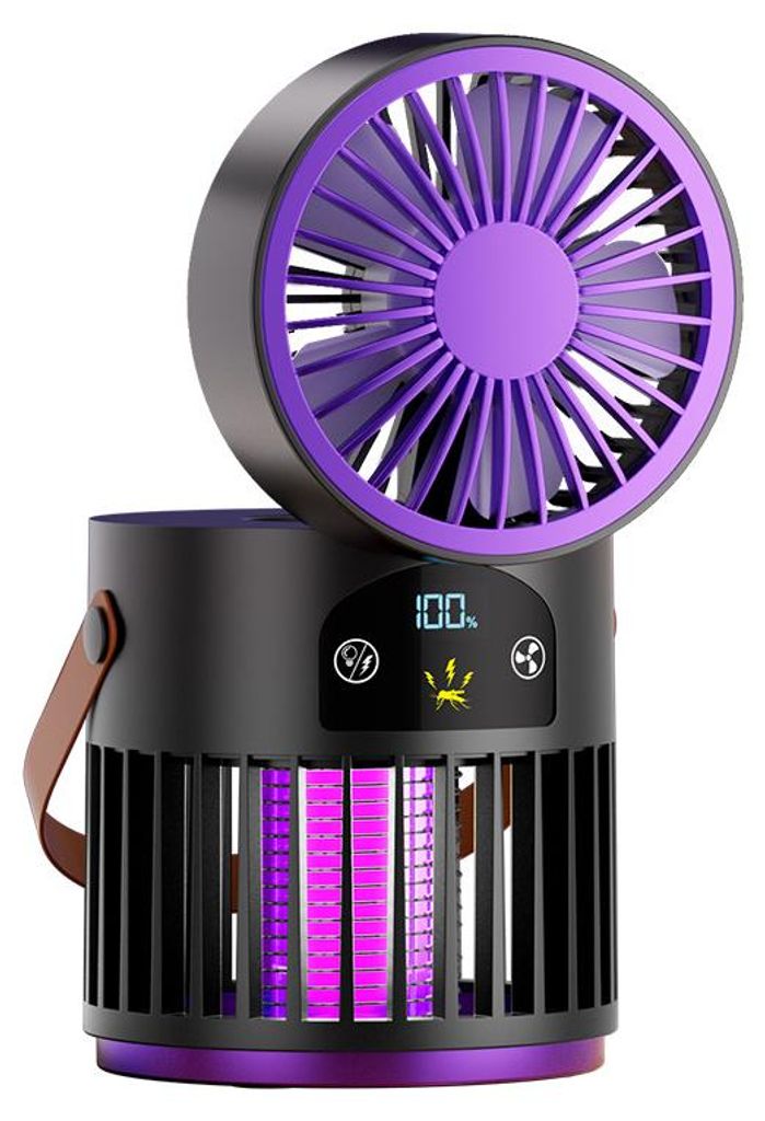 Camping Insektenfalle mit Ventilator, UV Insektenlampe 3in1, leise, USB-C Akku, LED Licht, für Zelt, Outdoor & Garten