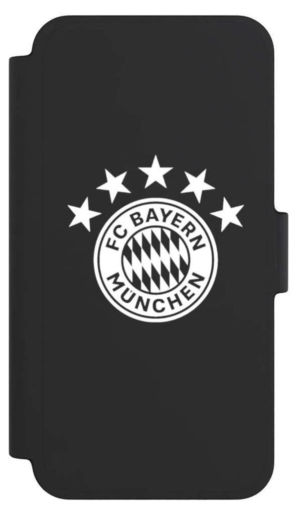 NIVOCASE Klapphülle für Apple iPhone 12 mini Handyhülle aus Kunst Leder NIVOflip schwarz FC Bayern München FCB transparent