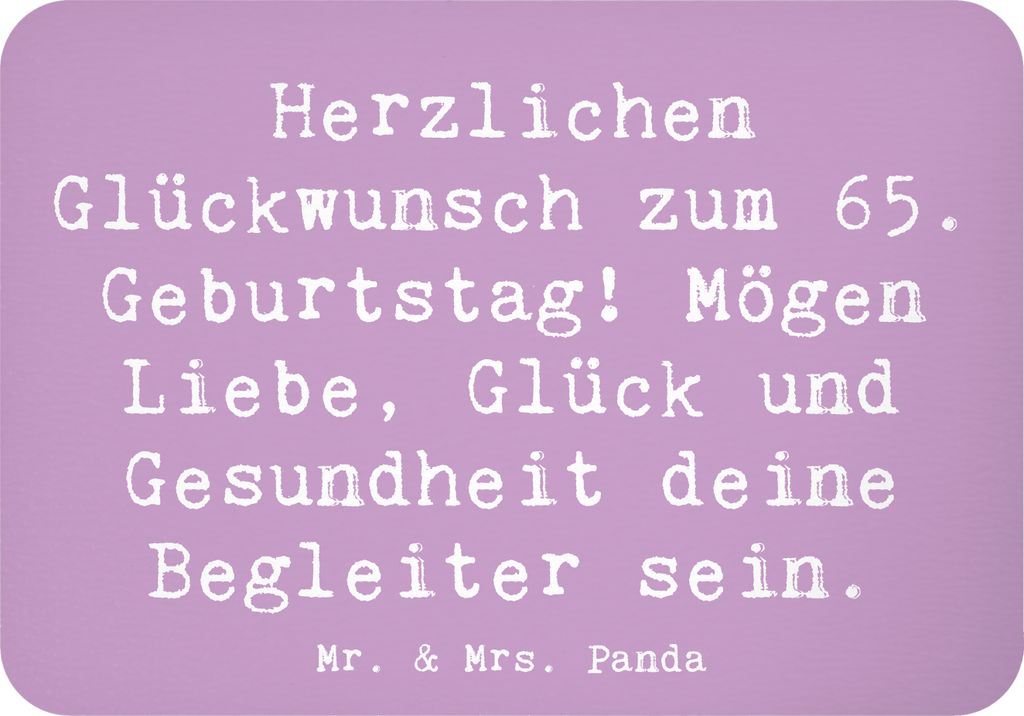 Mr. & Mrs. Panda magnet Spruch 65. Geburtstag - Lavendeltraum - Geschenk, Lächeln, Freude, haftmagnet, Geburtstagsgeschenk, Happy Birthday, bürom...