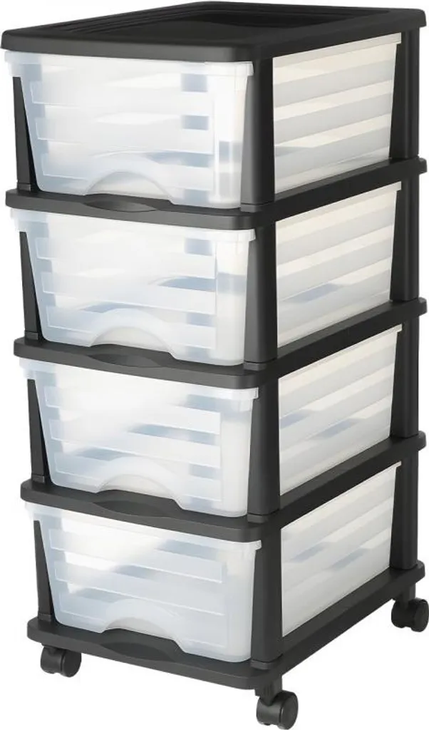 Chariot de rangement 4 tiroirs amovibles 17L, bacs plastiques solides
