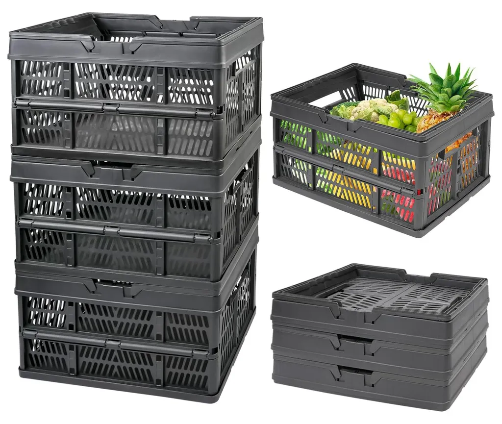 EasyFold caisse pliante robuste 27L - Panier de rangement pliable gris