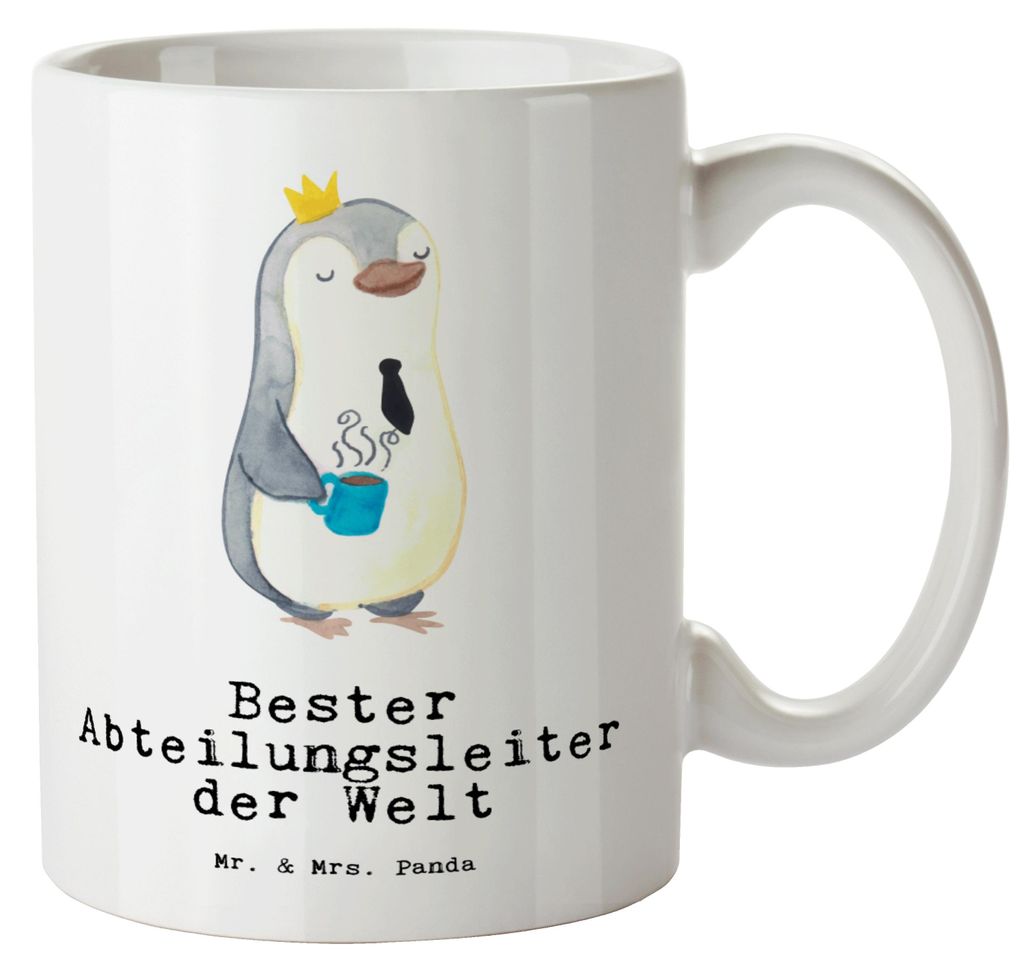 Mr. & Mrs. Panda Teepott Pinguin Bester Abteilungsleiter der Welt - Weiß - Geschenk, Haferl, Große Teetasse, Keramiktasse, Pott, jumbotasse, Tass...