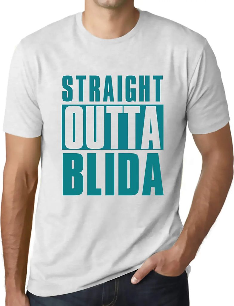 Herren Grafik T-Shirt Direkt aus der Blida – Straight Outta Blida – Öko-Verantwortlich Vintage Jahrgang Kurzarm Lustige Druck Geburtstag Gesch...