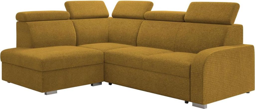 MIRJAN24 Ecksofa Oslo 2rRLXp, Eckcouch mit Schlaffunktion und Bettkasten, Silberne Holzfüße, Einstellbare Kopfstützen (Farbe: Crown 10, Seite: L...
