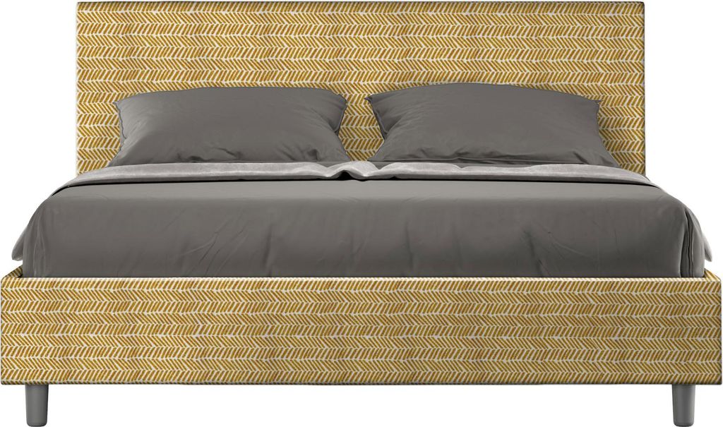 ITYHOME - Gepolstertes Bett ohne Lattenrost 160x210 mit Stoffbezug Aragona 3 Gelb Adele