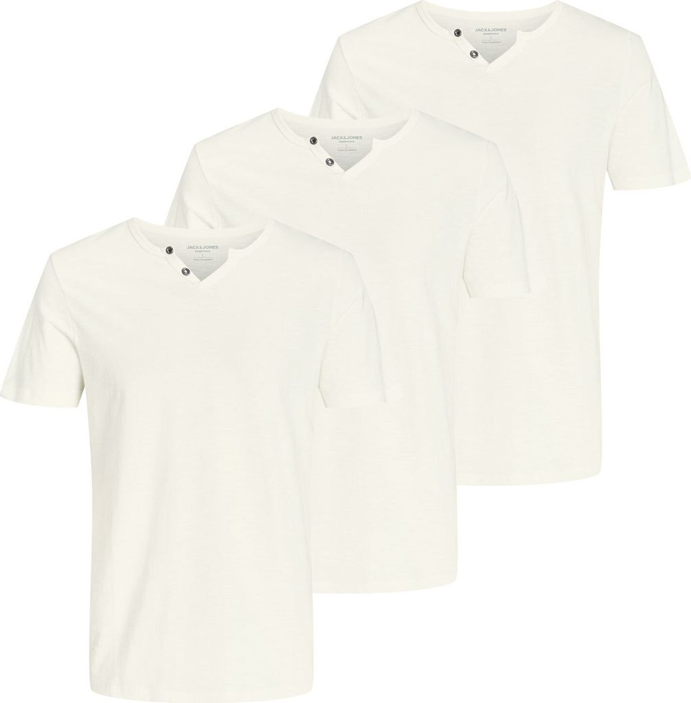 3er Pack JACK & JONES Herren T-Shirts JJESPLIT Neck Tee SS