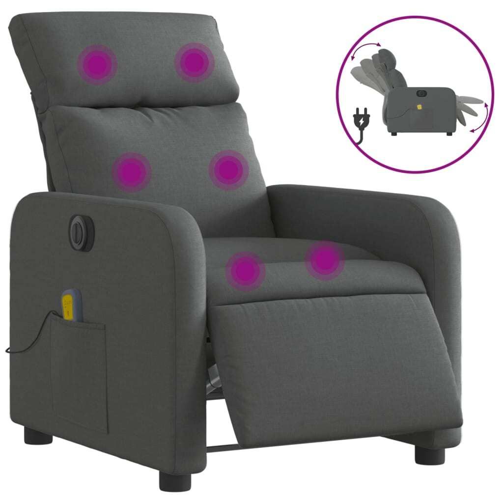 Massagesessel Elektrisch Dunkelgrau Stoff Produktbild 