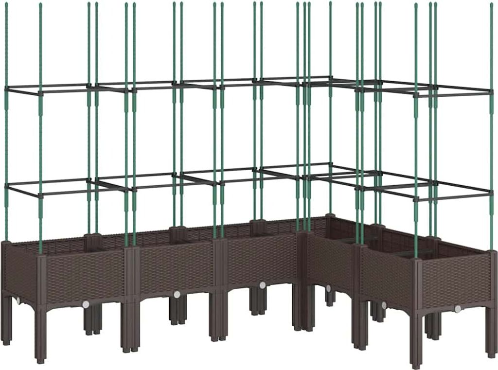 vidaXL Pflanzkübel mit Rankgitter Braun 160x120x142,5 cm PP Produktbild 