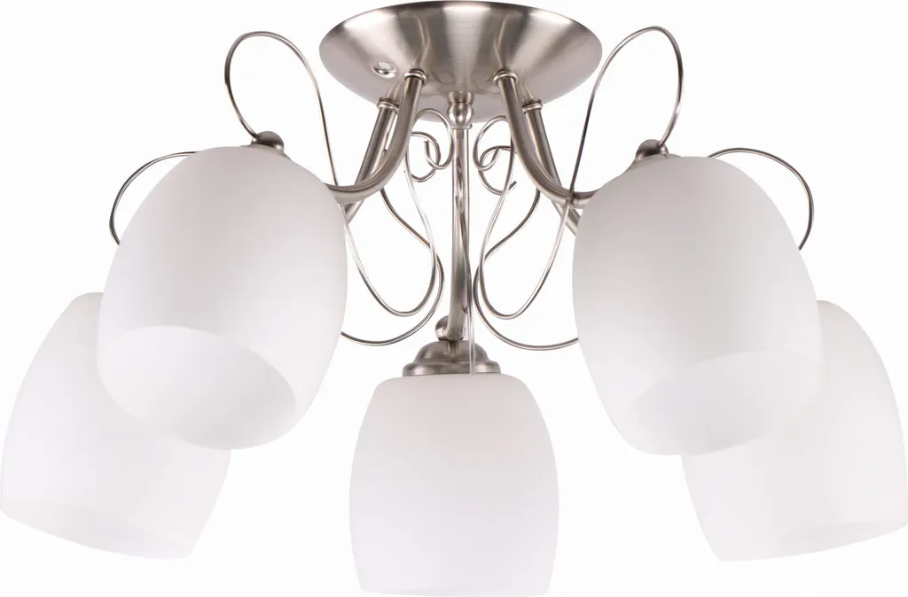 Plafonnier AMBA Candellux 5xE27 40W Argent-Blanc - Verre 56x56cm IP20