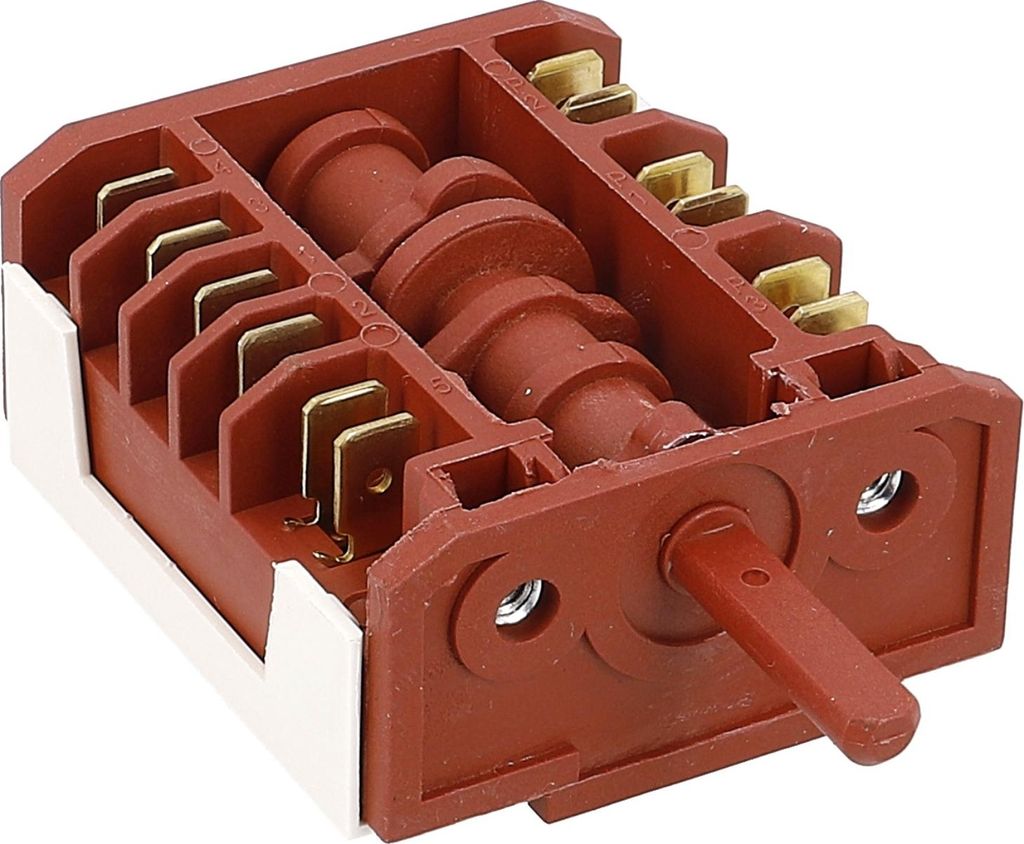Backofenschalter Wahlschalter Schalter DEKA Backofen Herd Electrolux AEG Zanussi 358198009/5 mit 6/4,6mmØ Normachse Steckzungen nur Funktionen Gra...