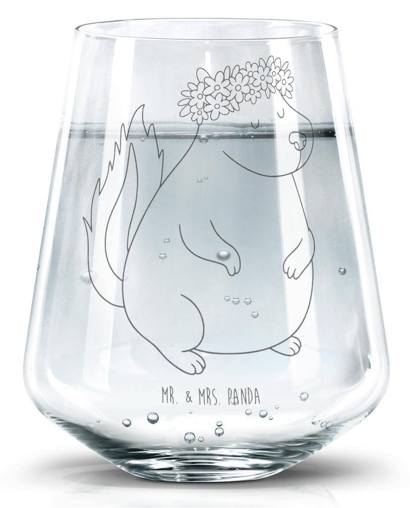 Mr. & Mrs. Panda Glas Stinktier Mädchen - Transparent - Geschenk, Trinkglas, Namaste, Skunk, Trinkgefäß, Allzweckglas, Yoga, Becherglas, Stinker...