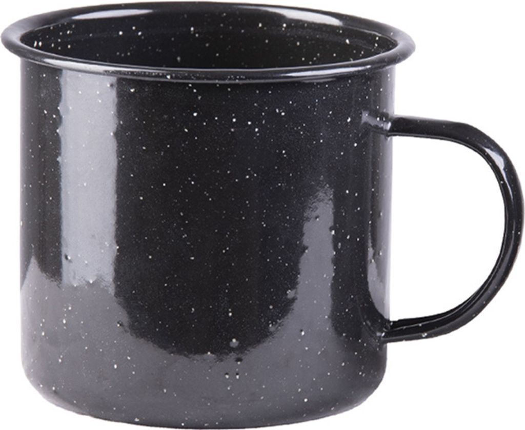 Schwarze Emaille Tasse 680 ml, doppelt beschichtet, H 10,5 cm, Ø 11,5 cm