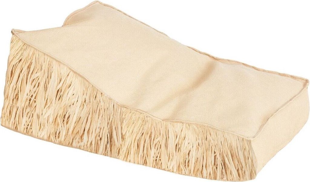 Casa Padrino Luxus Gartenliege mit Fransen Beige / Naturfarben 140 cm