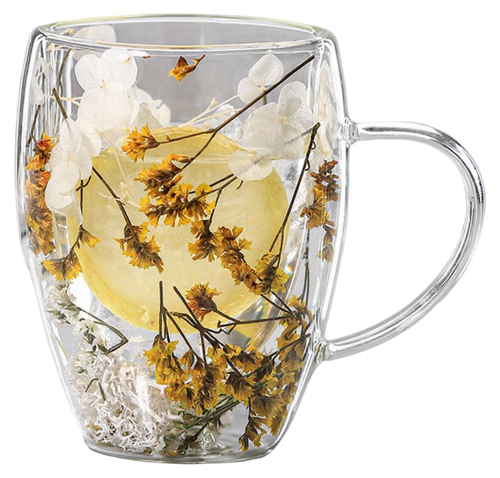 350 ml doppelwandiger Glasbecher mit Henkel, isoliert, für Kaffee, Espresso, Latte, Cappuccino, Milch, Saft, Tee und Wasser