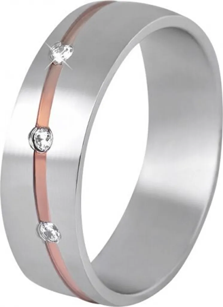 Bague anneau bicolore femme en acier inoxydable de taille 56