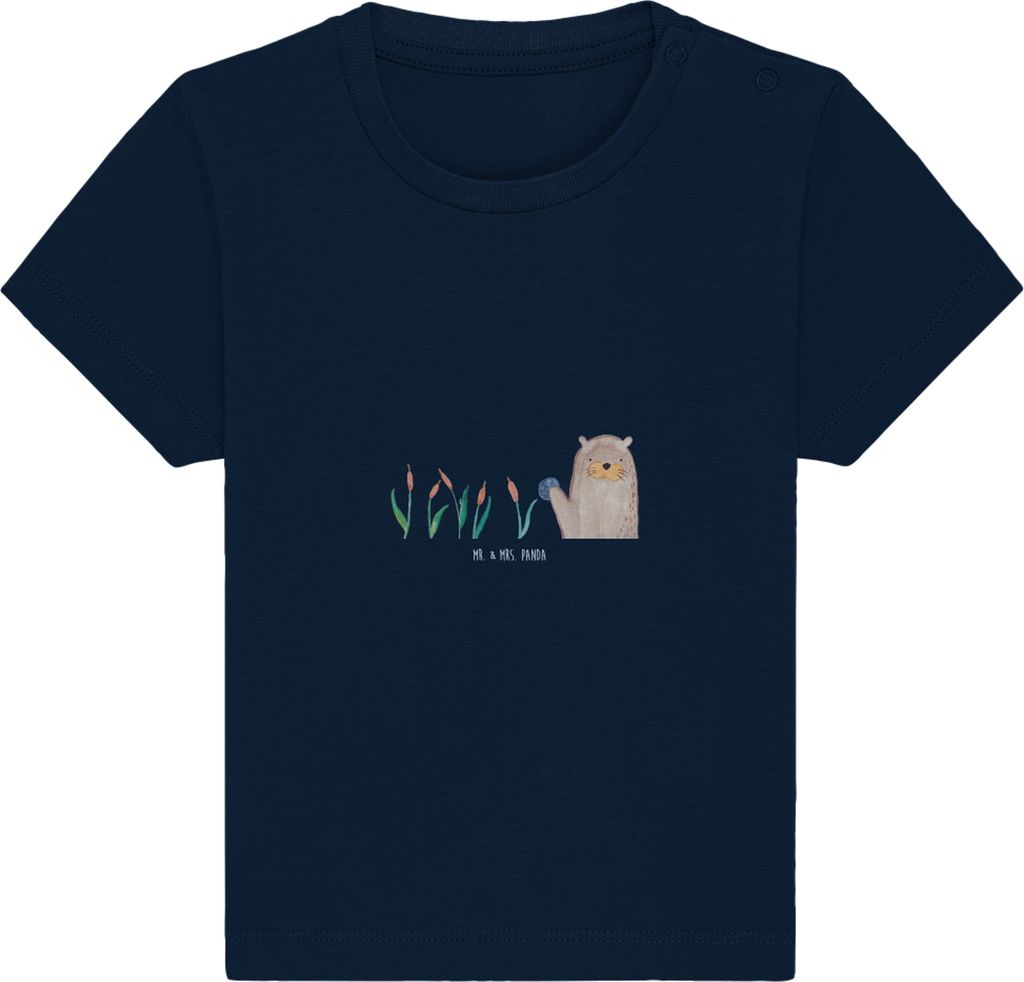 Mr. & Mrs. Panda T-Shirt Otter Stein 24. - 36. Monat - French Navy - Geschenk, Seeotter, Neugierig, Pflanzen, Baby Top, Grüßen, Babyshirt, See, B...