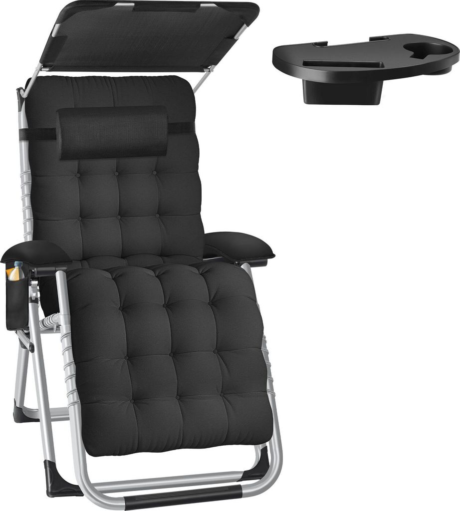 Chaise longue pliable CLOUD II avec pare-soleil - noir, par Image du produit 