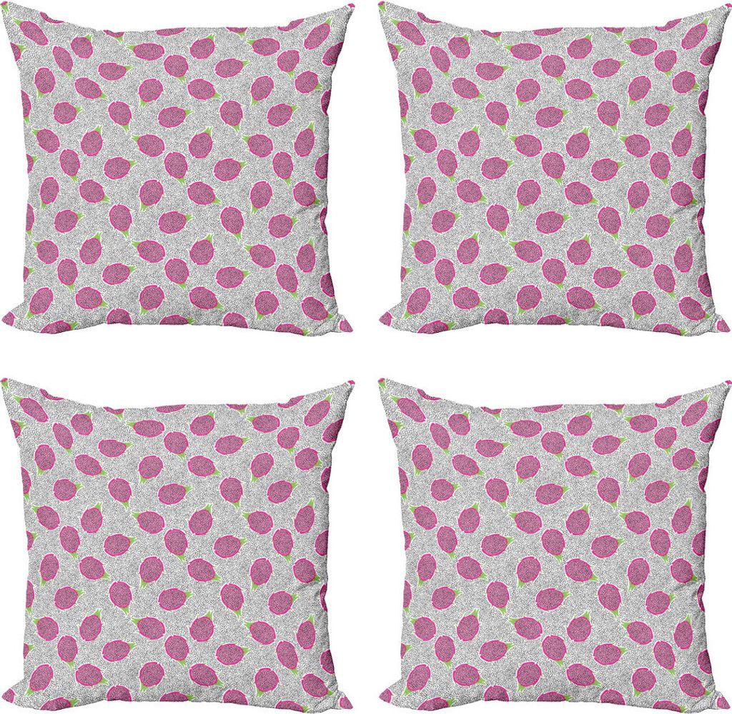 ABAKUHAUS Tropisch Kissenbezug Set (4 Stück), Crosscut Dragon Fruit, Moderner Doppelseitiger Digitaldruck, 40 cm x 40 cm, Mehrfarbig