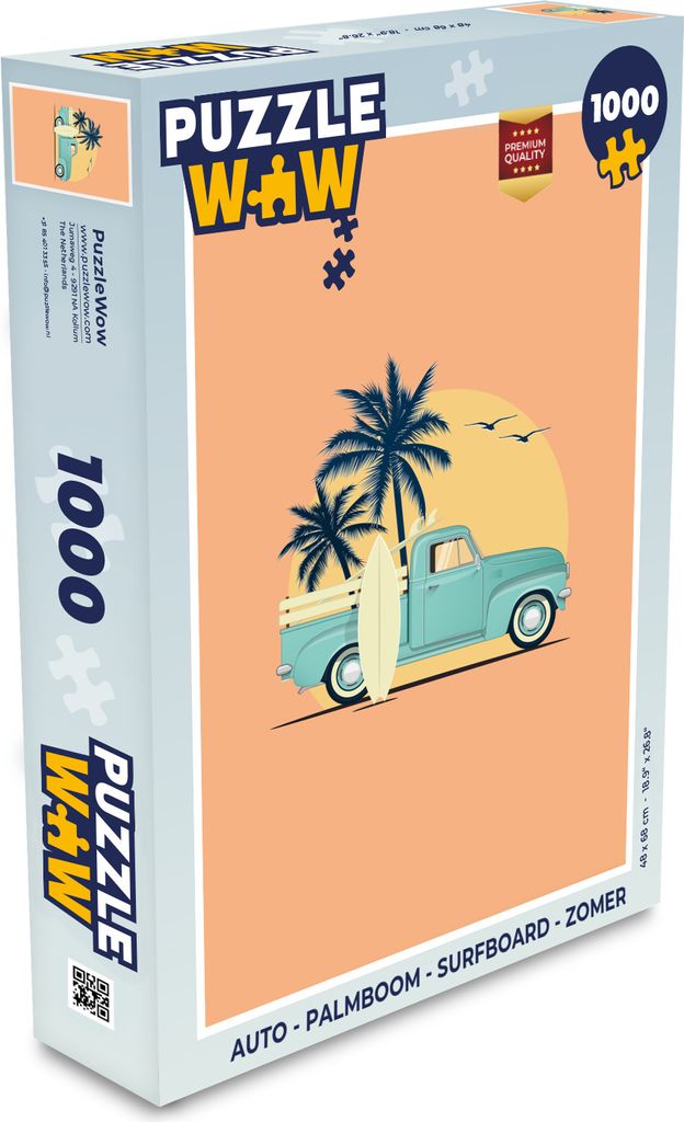 MuchoWow Puzzle 1000 Teile Auto - Palme - Surfbrett - Sommer - Spielzeug - Alt und Jung - Spiele - Puzzeln