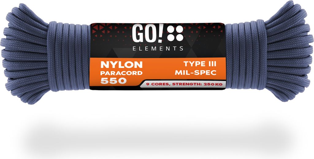 GO!elements 15m Paracord Seil aus reißfester Nylonschnur - 4mm Paracord 550 Typ III Schnur - geeignet als Allzweckseil & Reepschnur - Max. 250kg, ...