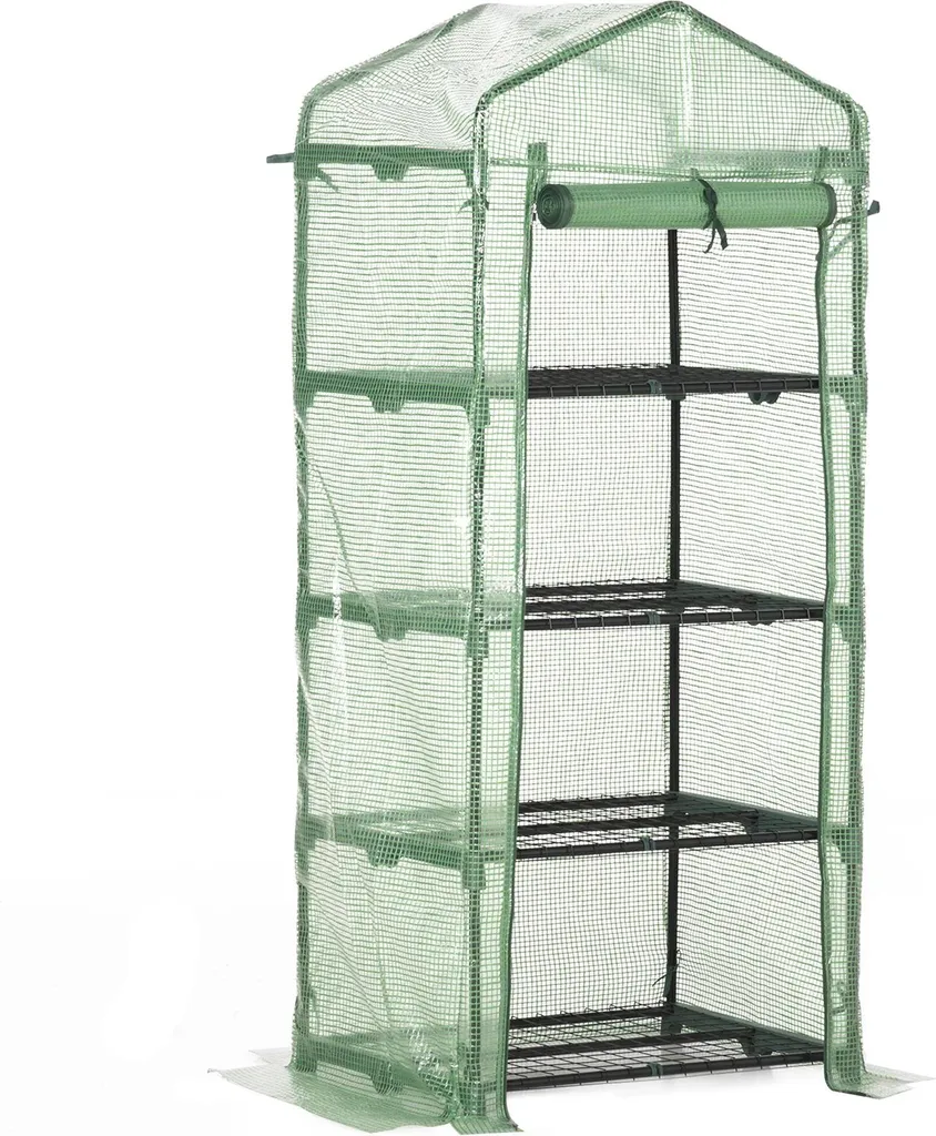 Petite serre de jardin verticale 4 niveaux avec housse PE étanche verte