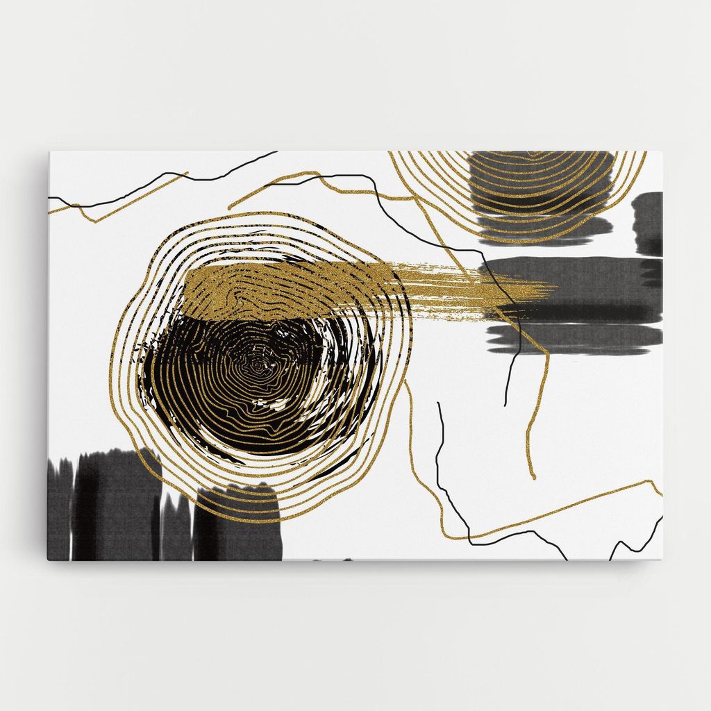 ARTHUB Leinwandbild 50x70 cm, Golden Grey Spiral | Wohnzimmerdekoration, Hängende Bilder, Wanddekoration, Heimdekoration, Abstrakte, Abstrakte K...