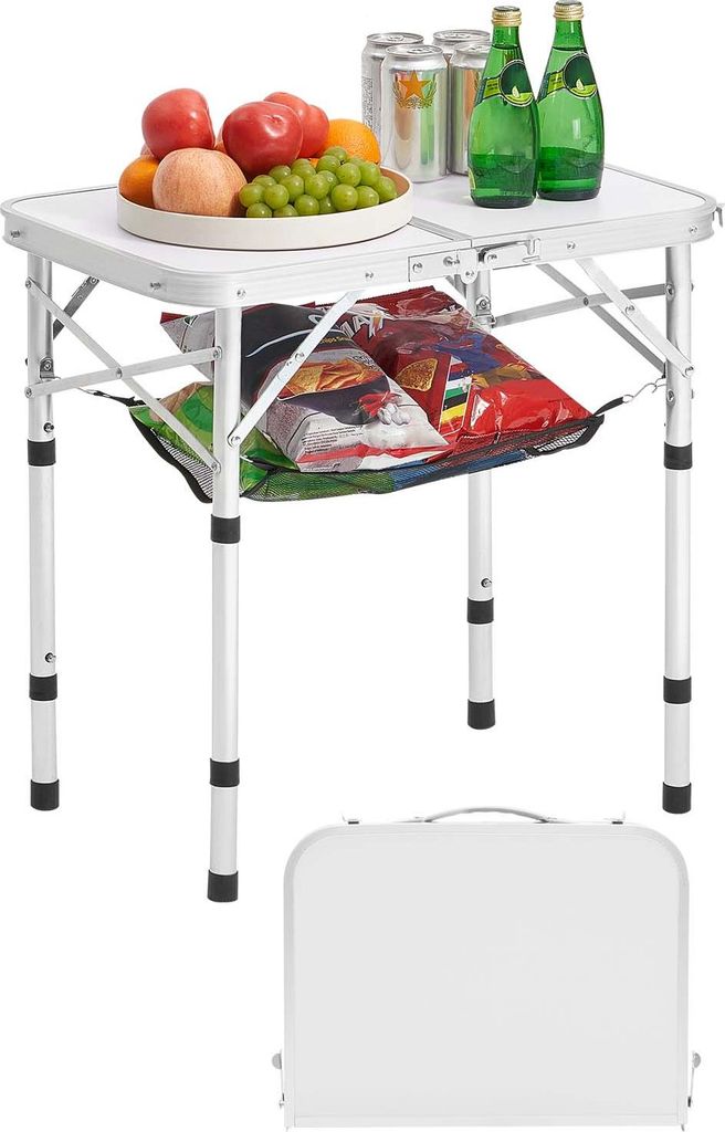 VEVOR Klapptisch Buffettisch tragbarer Allzwecktisch 60 x 40 cm, höhenverstellbarer Tisch (für 2-4 Personen) mit Tragegriff, Gartentisch Campingt...
