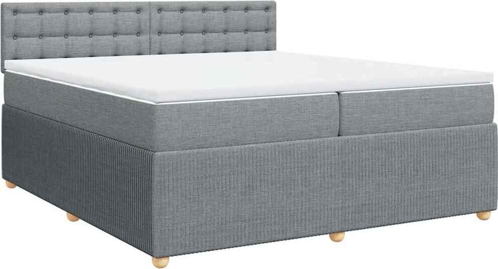 vidaXL Boxspringbett mit Matratze Hellgrau 200x200 cm Stoff