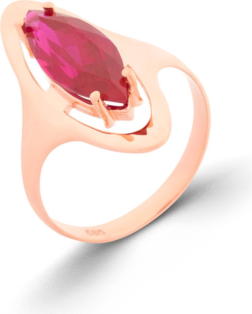 Golders Damenring aus 585 Rotgold mit Rubin, Goldring, Goldschmuck für Damen