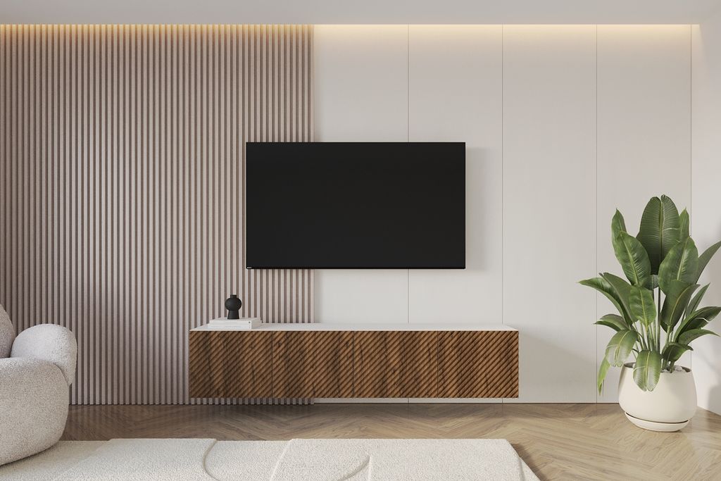 ALTDECOR TV-Schrank ZENO-W mit Gefrästen Fronten 2x100x40x40 Lowboard hängend, TV Möbel, TV Cabinet, Fernsehtisch, Fernsehschrank, TV Kommode, T...