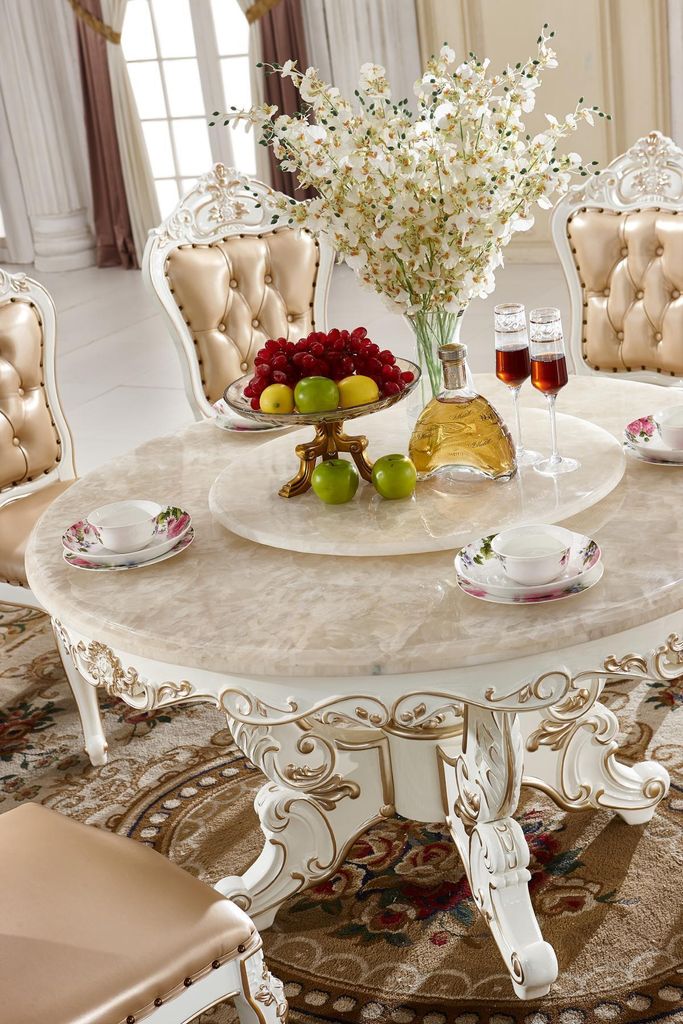 Esszimmer Set Weiß Esstisch 6x Stühle Kommode Design Klassische Elegantes Neu