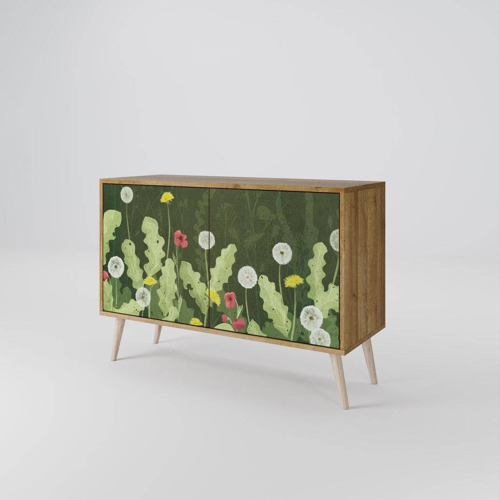 Spacerebels Kommode mit 2 Türen - Sideboard Komodenschrank - Highboard - Kleiderschrank Möbel - Wohnzimmer Schlafzimmer - 57,5×111×42 (HxBxT)