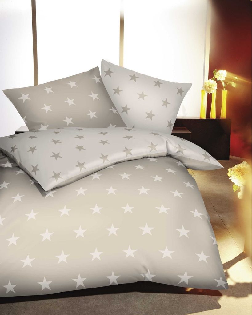 Kaeppel Mako Satin Bettwäsche Natur Sterne Stars 135x200 cm Produktbild 