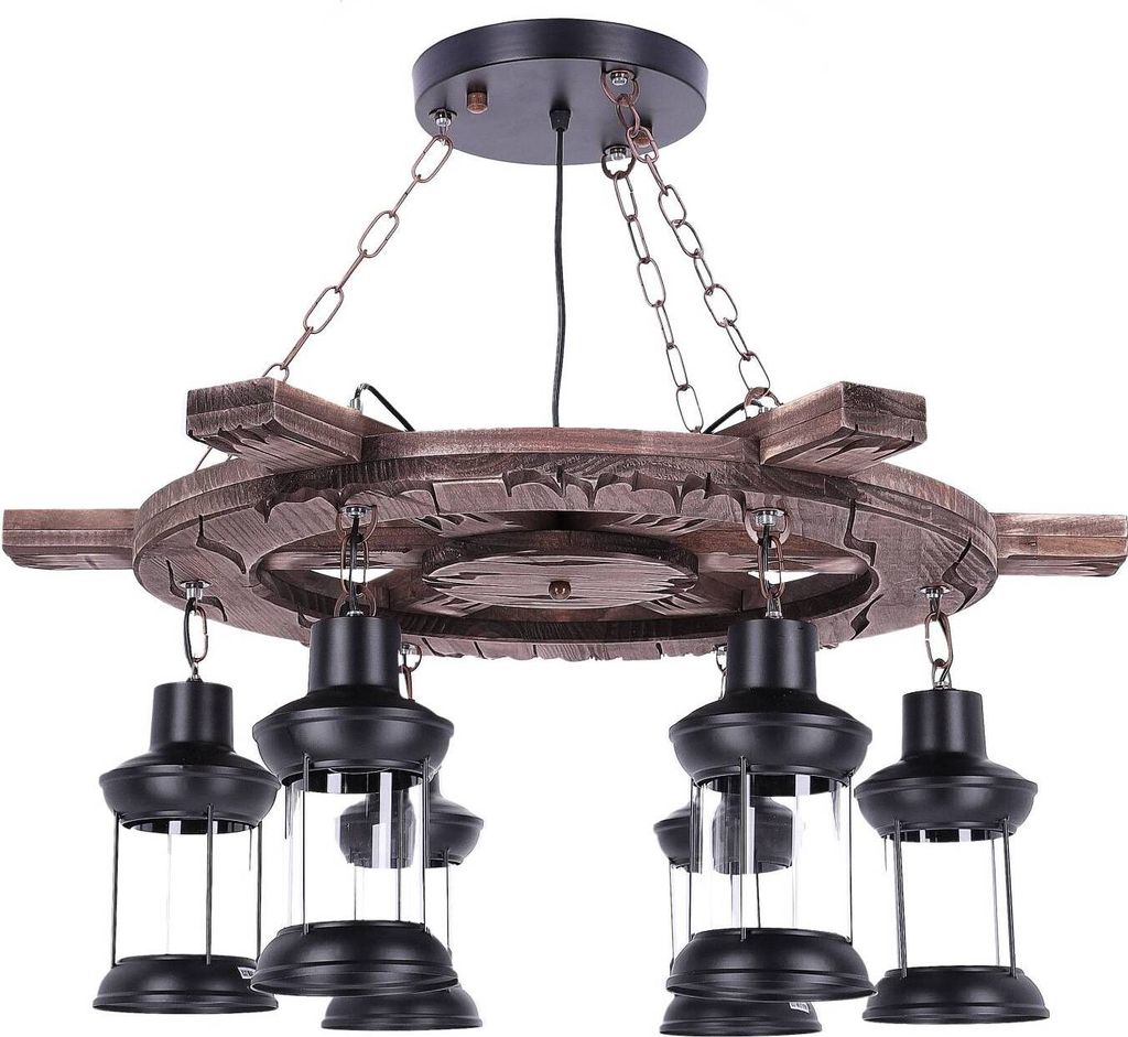 TIBU Hängelampe aus Holz Vintage Lampe Ruder Wohnzimmer E27 Produktbild 