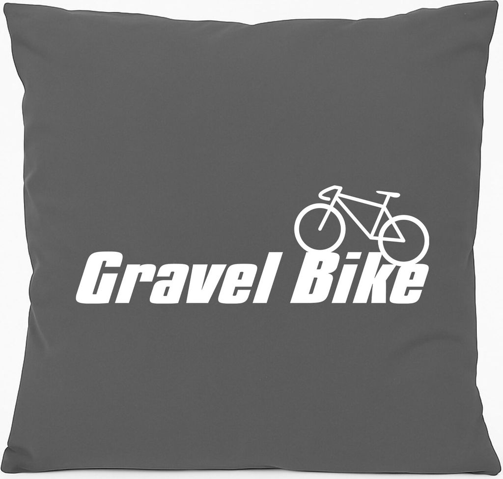 Huuraa Kissen Gravel Bike Fahrrad 40x40cm mit Füllung Steel Grey Baumwolle Dekokissen Geschenkidee