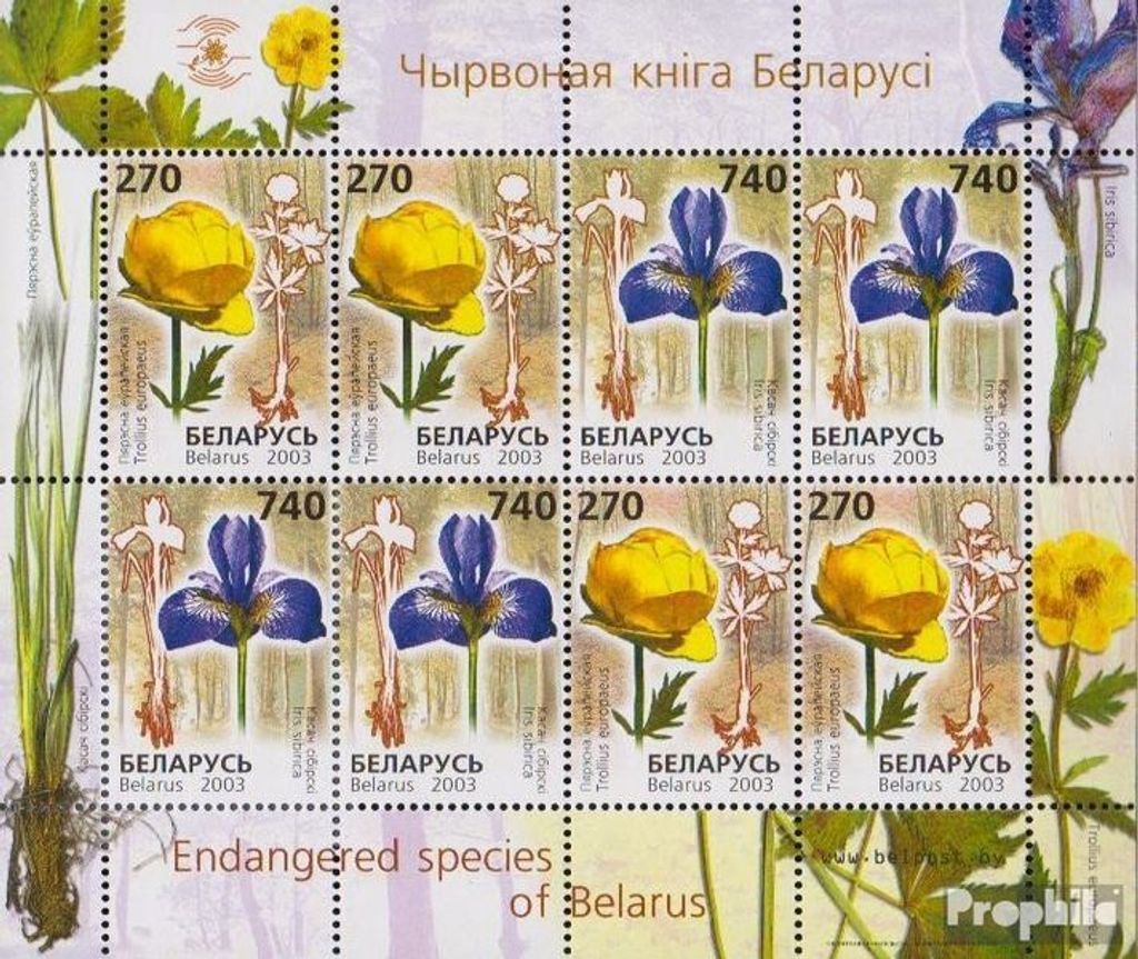 Briefmarken Weißrussland 2003 Mi 490-491 Kleinbogen (kompl.Ausg.) postfrisch Blumen