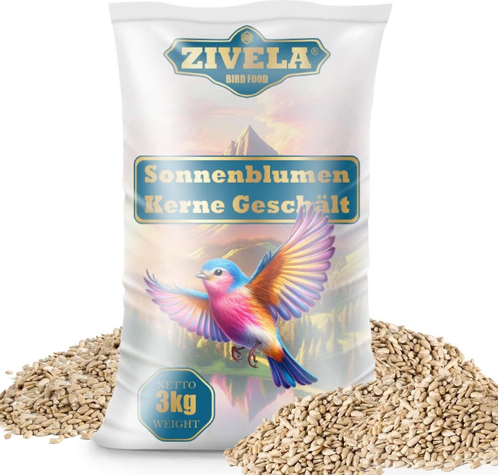 3kg Sonnenblumenkerne Geschält | Ideal für Jungtier | Wildvogelfutter Ganzjährig | 3kg Sonnenblumenkerne ohne Schale Streufutter Vogelfutter Wil...