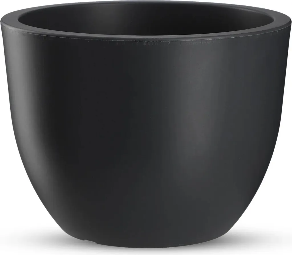 Pot de plantation rond 30 cm en résine anthracite pour fleurs et plantes