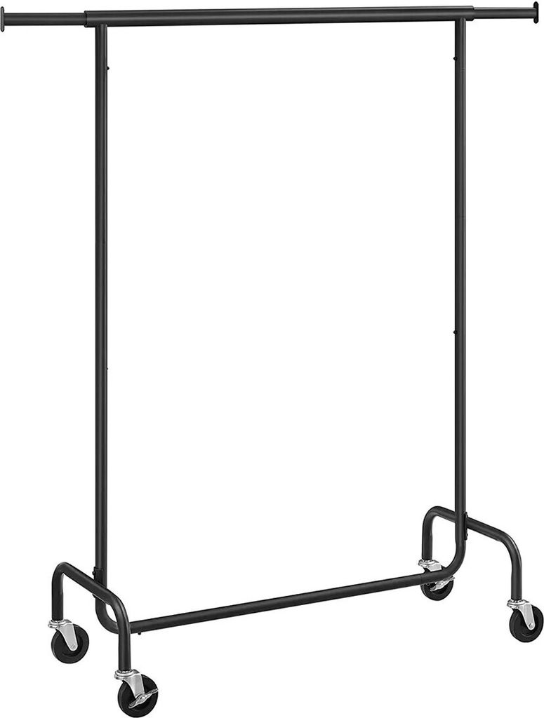 In And OutdoorMatch Kleiderständer Pauline - Auf Rädern - Schwarzes Metall - Kleiderschrank - Garderobenorganizer - Schlafzimmer -130kg